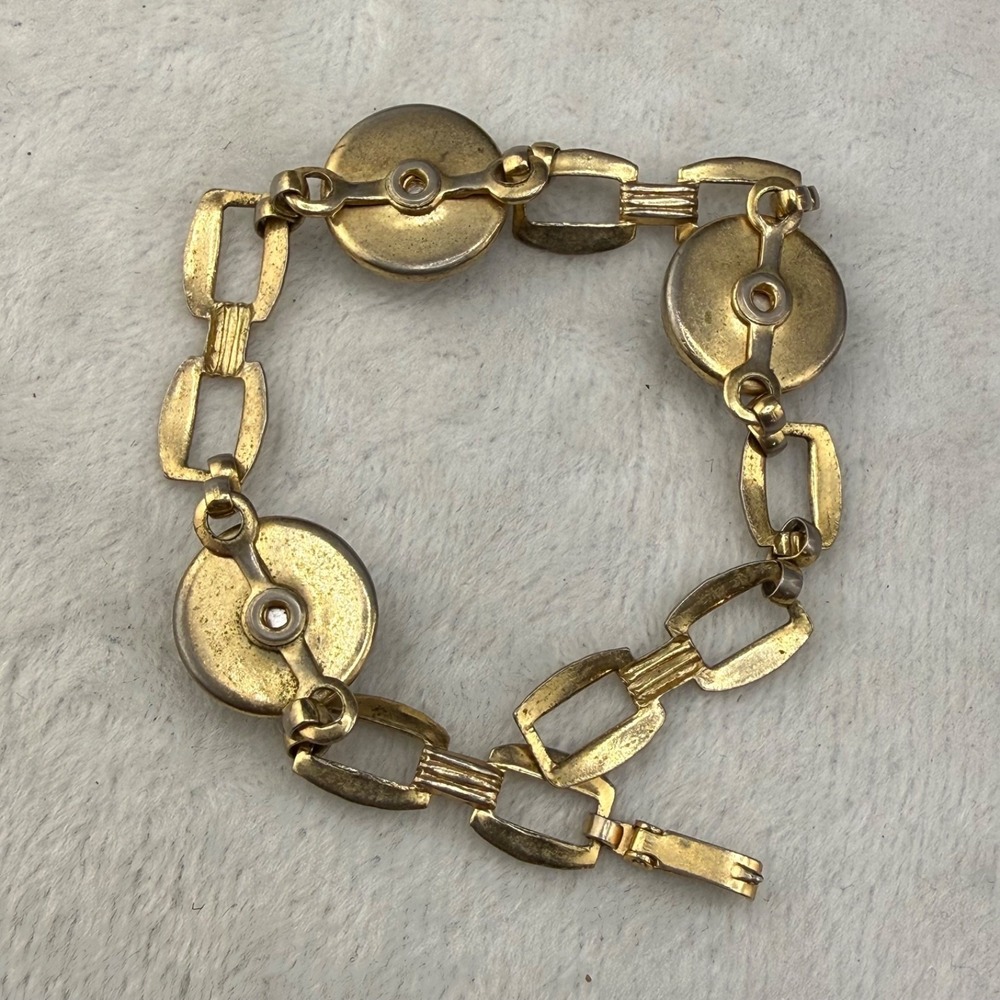 Vintage Equestrian Bracelet Essex Gold Tone Horse Bit 7" - Picture 9 of 11